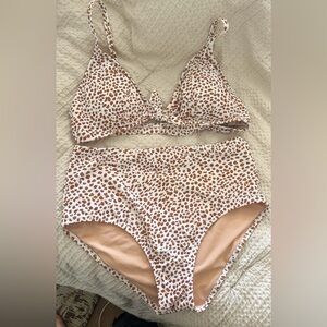 J. Crew High Waisted Leopard Print Bikini Set